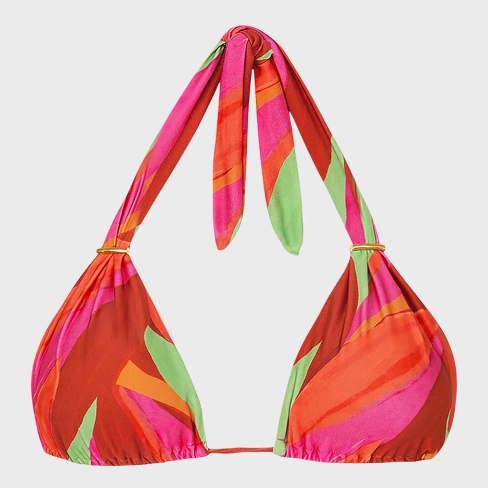 Vix Pink and Green Halter bia Bikini Top XL